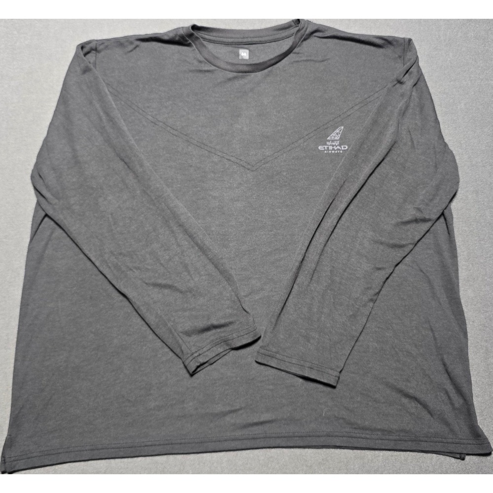 Etihad Airways Black‎ Long Sleeve Shirt Men's 2XL Athletic T-Shirt Airline